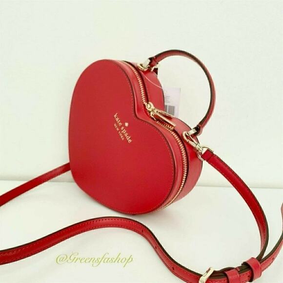 NWT Kate Spade Love Shack Heart Crossbody Purse Leather Candied Cherry Red - Picture 11 of 12